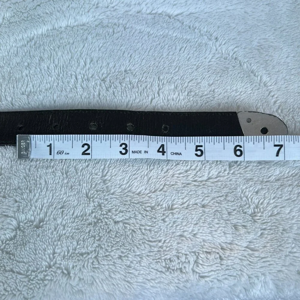 Brighton Western Belt Womens Medium Black Leather Alligator Embossed‎ Silver M